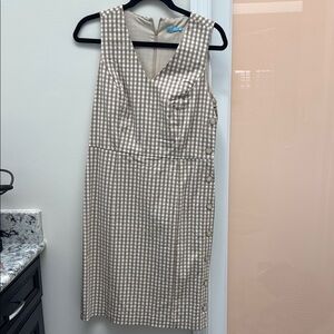 J. McLaughlin Chic Beige Checkered Midi Dress